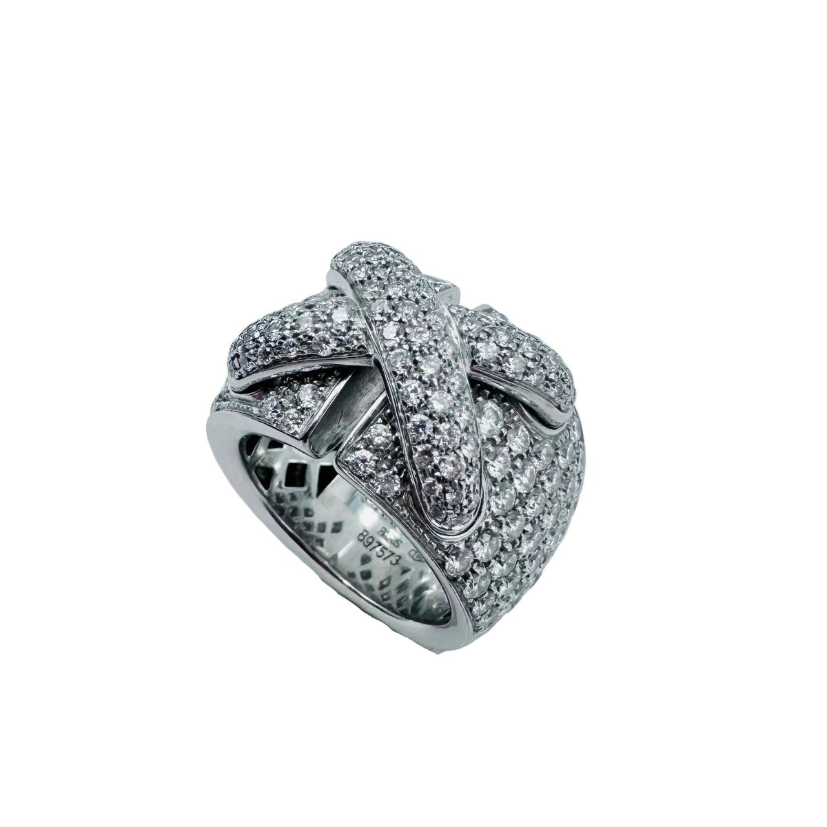 Bague Bandeau CHAUMET "Liens XL" en or blanc et diamants - Castafiore