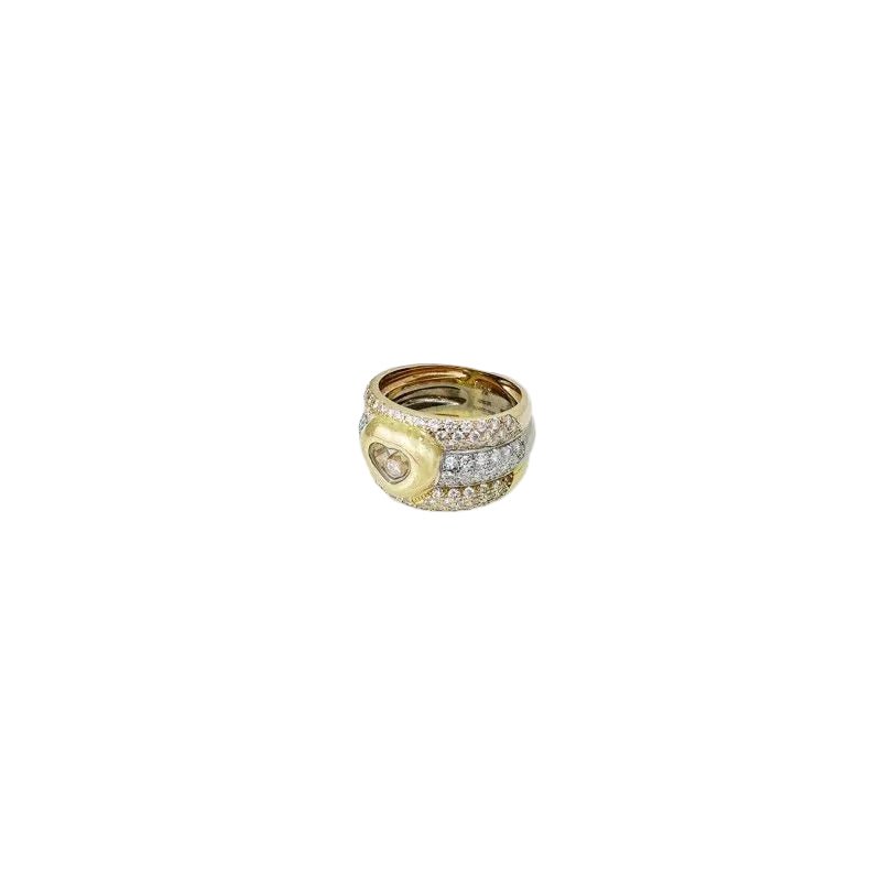 Bague Bandeau CHOPARD "Happy Diamonds" en or jaune, or blanc, or rose et diamants - Castafiore