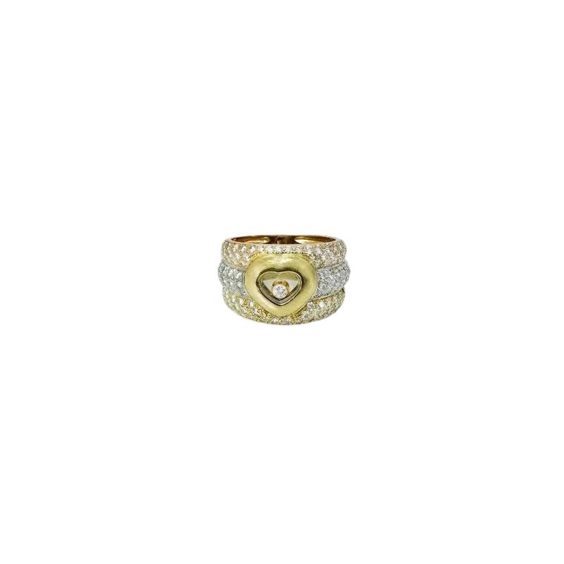 Bague Bandeau CHOPARD "Happy Diamonds" en or jaune, or blanc, or rose et diamants - Castafiore
