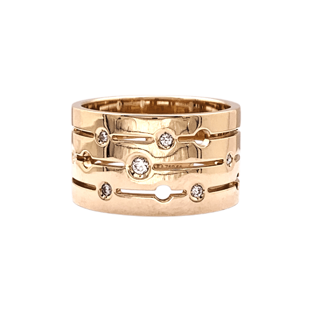 Bague Bandeau DINH VAN "Pulse" en or rose et diamants - Castafiore