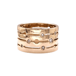 Bague Bandeau DINH VAN "Pulse" en or rose et diamants - Castafiore