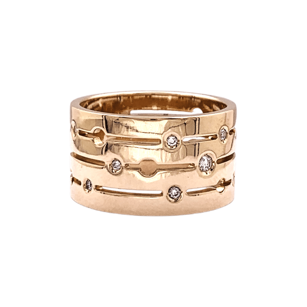 Bague Bandeau DINH VAN "Pulse" en or rose et diamants - Castafiore
