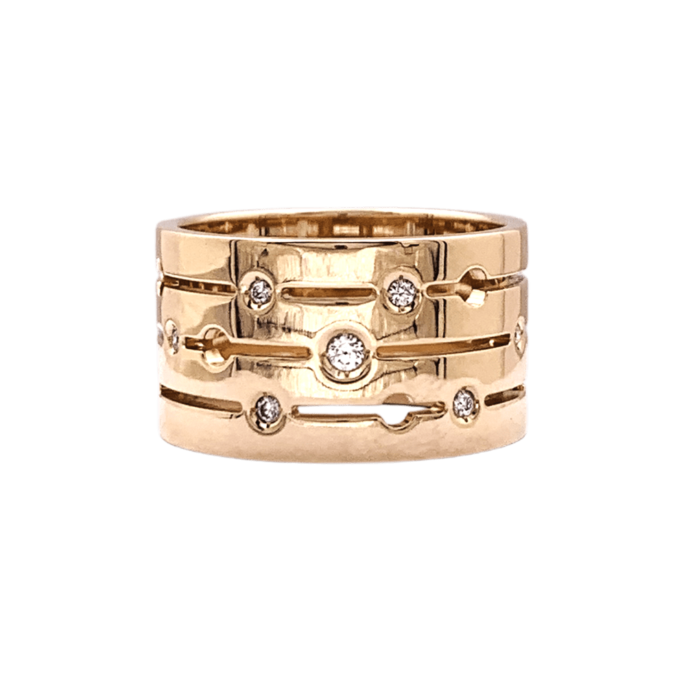 Bague Bandeau DINH VAN "Pulse" en or rose et diamants - Castafiore