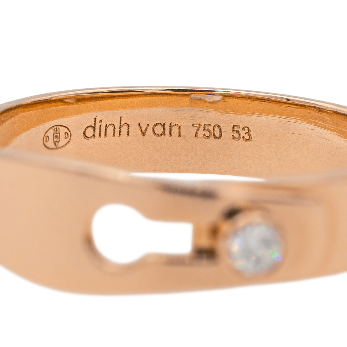 Bague Bandeau DINH VAN "Serrure" en or rose et diamant - Castafiore