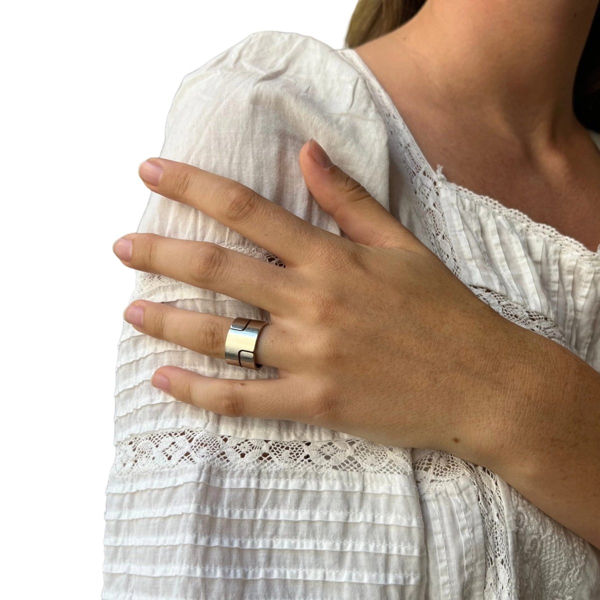 Bague Bandeau DINH VAN "Seventies" GM en or blanc - Castafiore