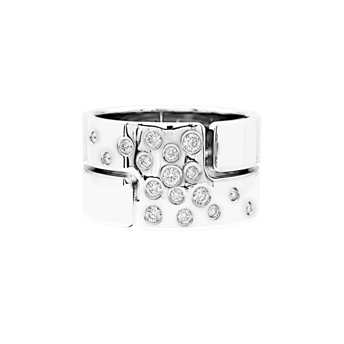 Bague Bandeau DINH VAN "Seventies" GM en or blanc et diamants - Castafiore