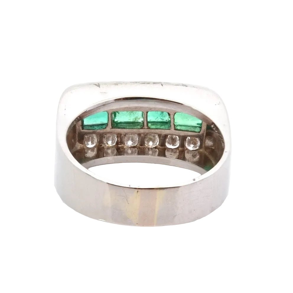 Bague Bandeau en or blanc, émeraudes et diamants - Castafiore
