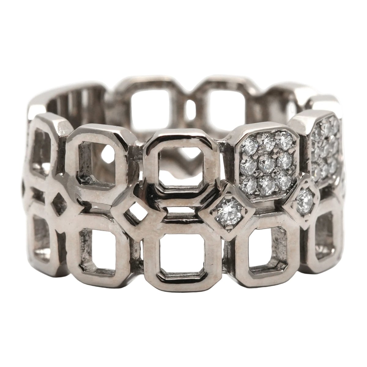 Bague Bandeau en or blanc et diamants - Castafiore