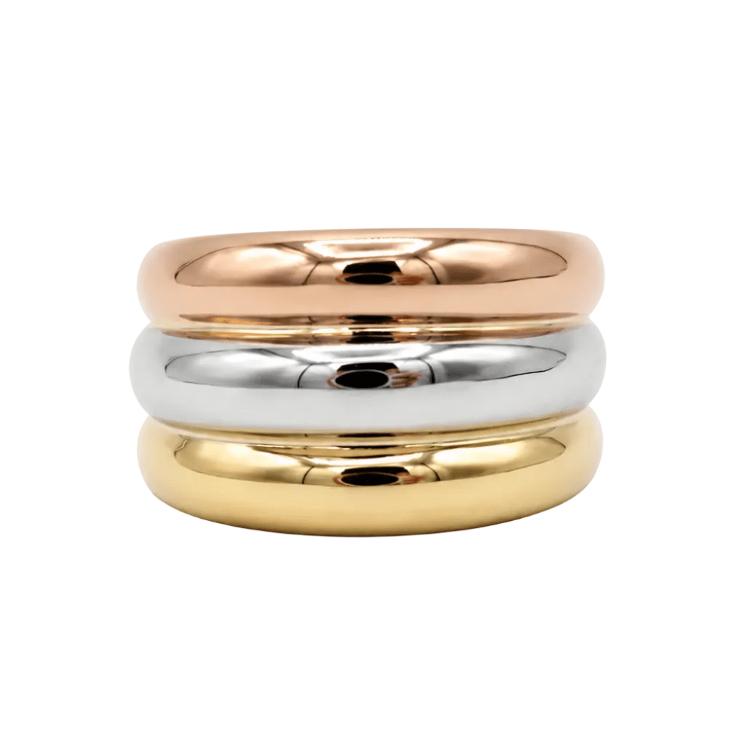 Bague Bandeau en or blanc, or jaune et or rose - Castafiore