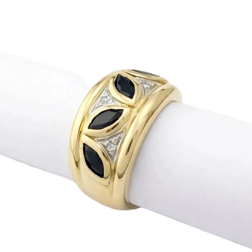 Bague Bandeau en or blanc, or jaune, saphirs et diamants - Castafiore