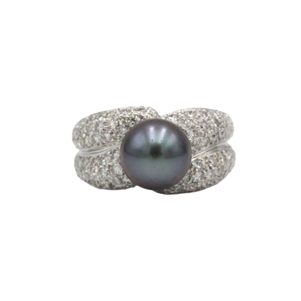 Bague Bandeau en or blanc , perle et diamants - Castafiore