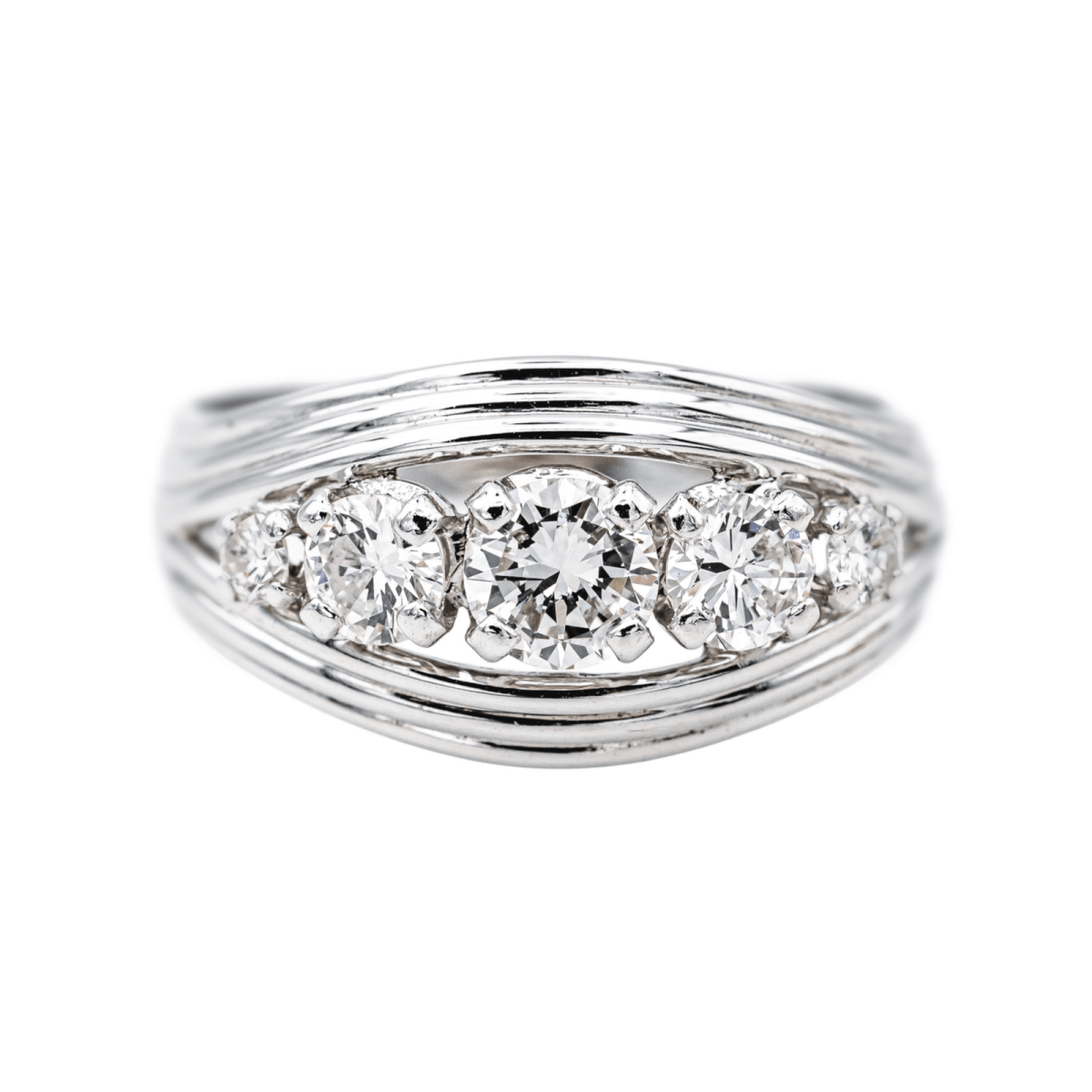 Bague Bandeau en or blanc, platine et diamants - Castafiore