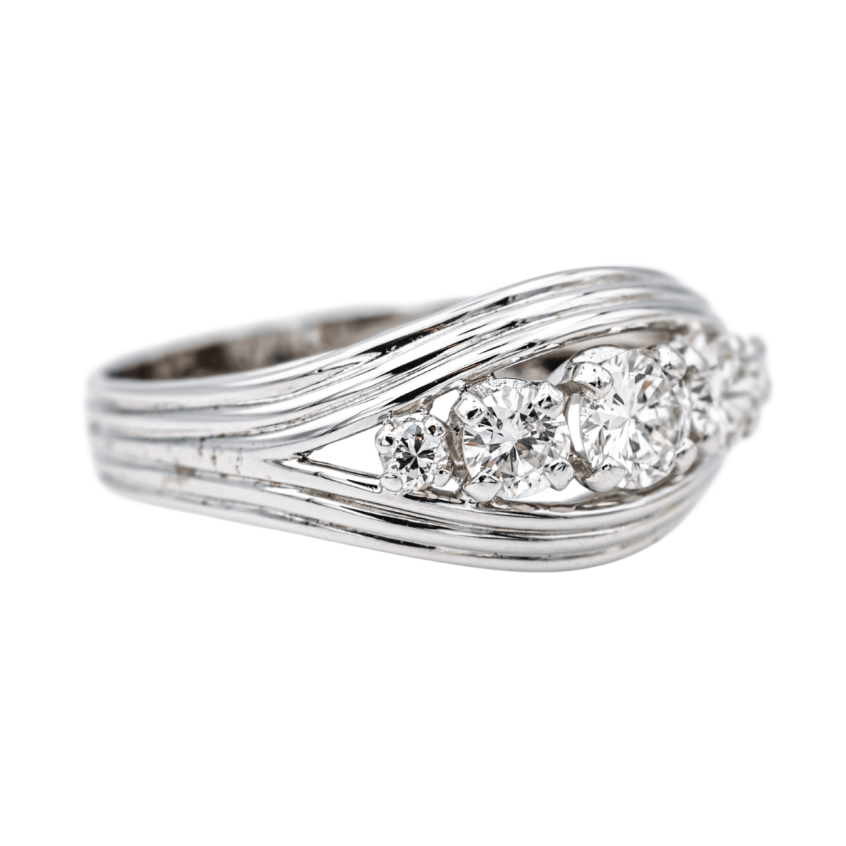 Bague Bandeau en or blanc, platine et diamants - Castafiore