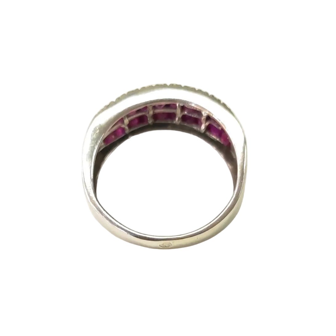 Bague Bandeau en or blanc, rubis et diamants - Castafiore