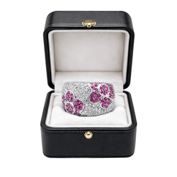 Bague Bandeau en or blanc, rubis et diamants - Castafiore