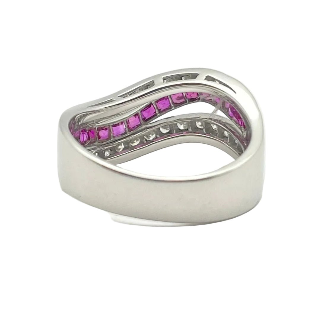Bague Bandeau en or blanc, rubis et diamants - Castafiore