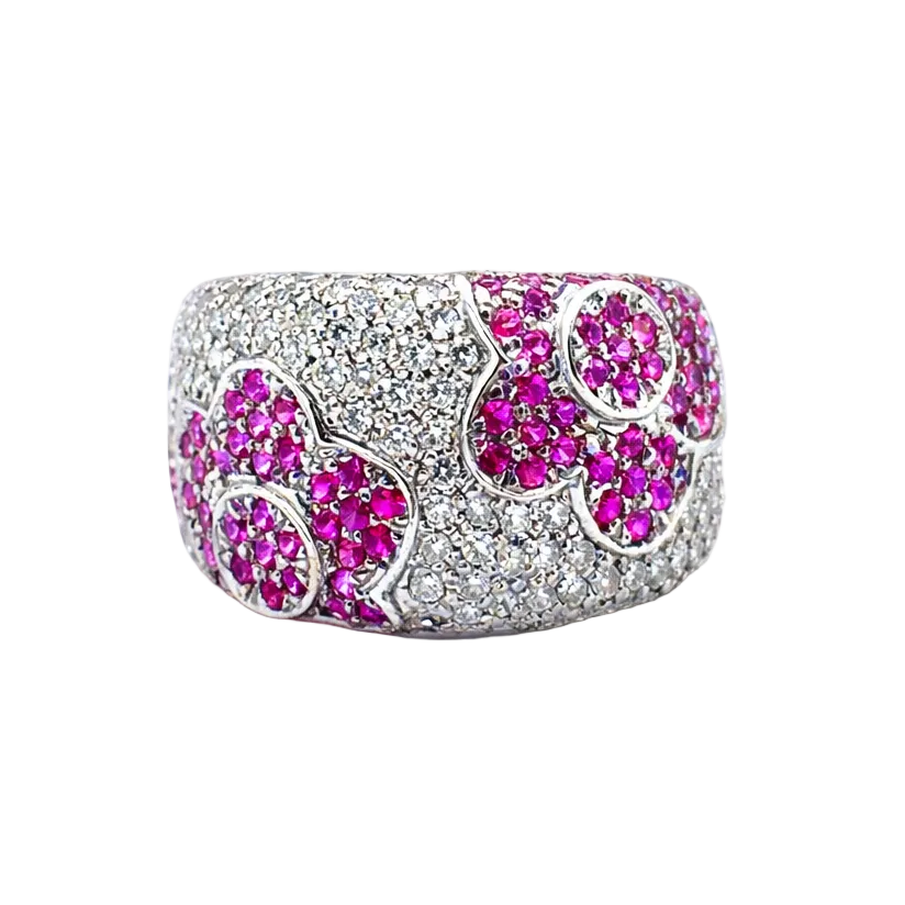 Bague Bandeau en or blanc, rubis et diamants - Castafiore