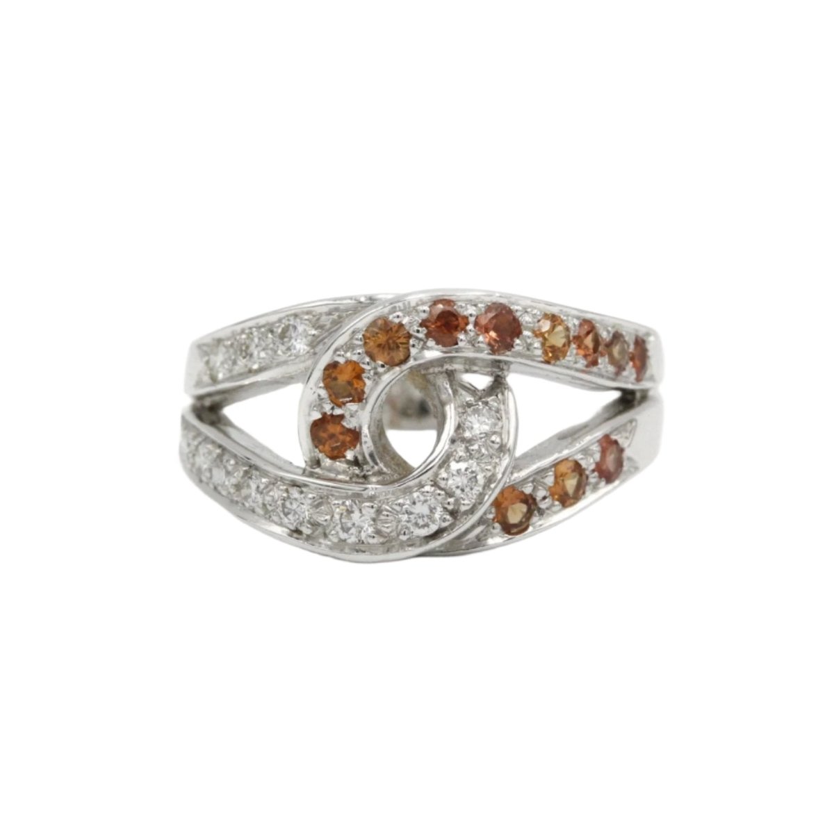 Bague Bandeau en or blanc, saphir et diamant - Castafiore