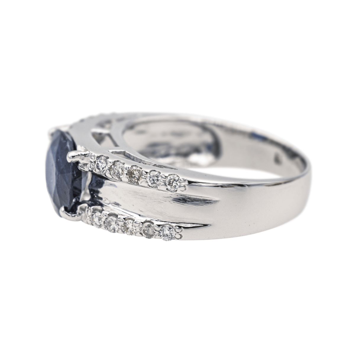 Bague Bandeau en or blanc, saphir et diamants - Castafiore