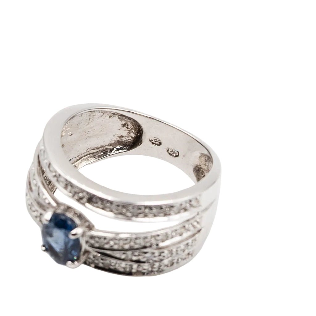 Bague Bandeau en or blanc, saphir et diamants - Castafiore