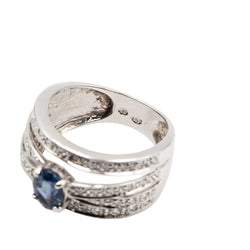 Bague Bandeau en or blanc, saphir et diamants - Castafiore