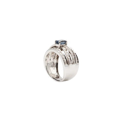 Bague Bandeau en or blanc, saphir et diamants - Castafiore