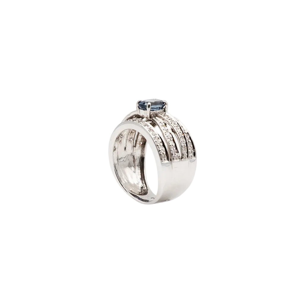 Bague Bandeau en or blanc, saphir et diamants - Castafiore