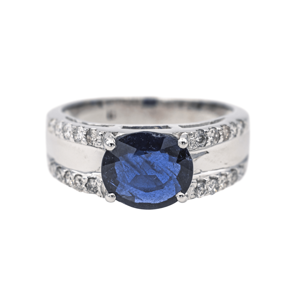 Bague Bandeau en or blanc, saphir et diamants - Castafiore