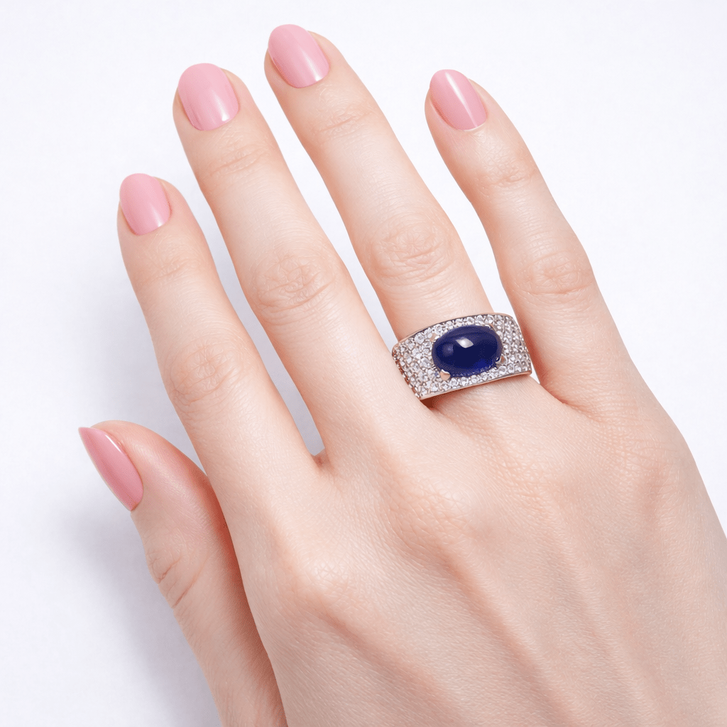 Bague Bandeau en or blanc, saphir et diamants - Castafiore