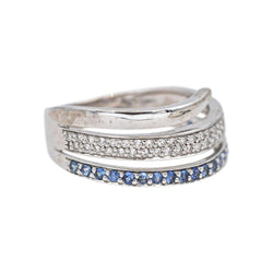 Bague Bandeau en or blanc, saphirs et diamants - Castafiore