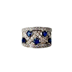 Bague Bandeau en or blanc, saphirs et diamants - Castafiore