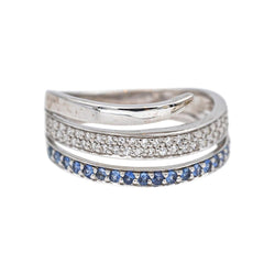 Bague Bandeau en or blanc, saphirs et diamants - Castafiore