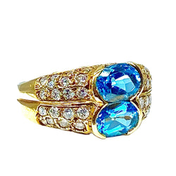 Bague bandeau en or jaune 18 carats,topaze et diamants - Castafiore