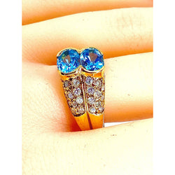 Bague bandeau en or jaune 18 carats,topaze et diamants - Castafiore