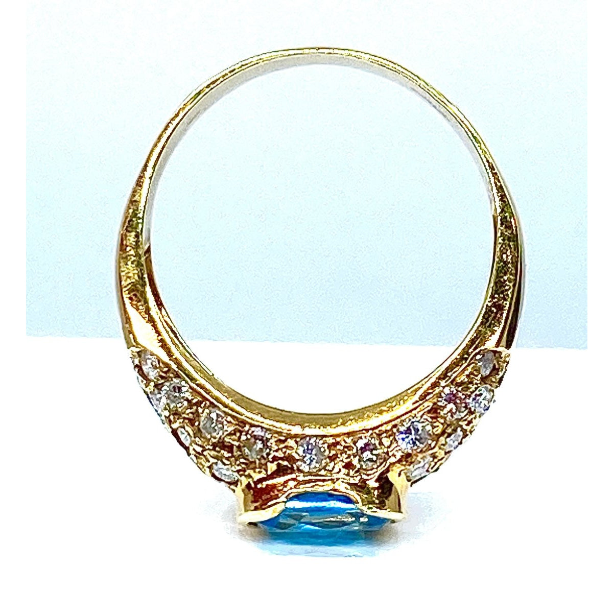 Bague bandeau en or jaune 18 carats,topaze et diamants - Castafiore