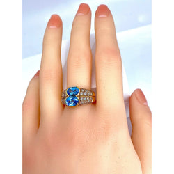 Bague bandeau en or jaune 18 carats,topaze et diamants - Castafiore