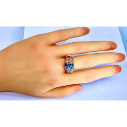 Bague bandeau en or jaune 18 carats,topaze et diamants - Castafiore