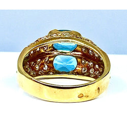 Bague bandeau en or jaune 18 carats,topaze et diamants - Castafiore