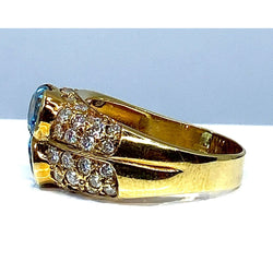 Bague bandeau en or jaune 18 carats,topaze et diamants - Castafiore