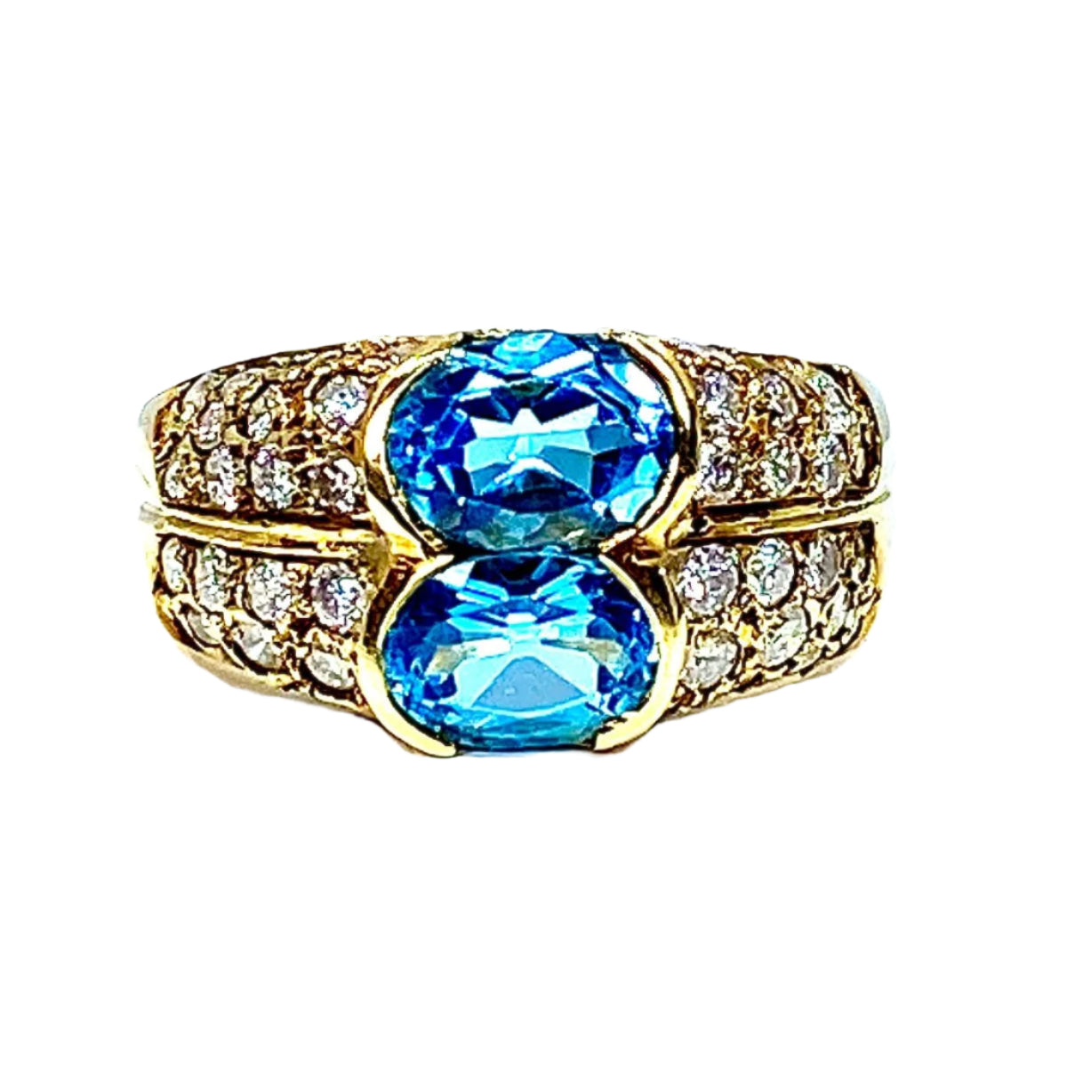 Bague bandeau en or jaune 18 carats,topaze et diamants - Castafiore