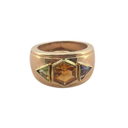 Bague Bandeau en or jaune citrine, tanzanite et péridot - Castafiore