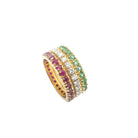 Bague Bandeau en or jaune, diamant, émeraude et rubis - Castafiore