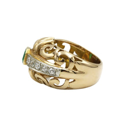 Bague Bandeau en or jaune, émeraude et diamants - Castafiore