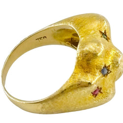 Bague Bandeau en or jaune, émeraudes, rubis, saphirs et diamant - Castafiore