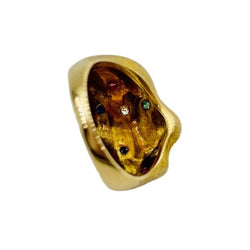 Bague Bandeau en or jaune, émeraudes, rubis, saphirs et diamant - Castafiore