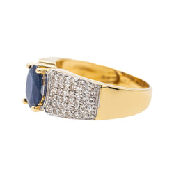 Bague bandeau en or jaune et blanc, saphir et diamant - Castafiore