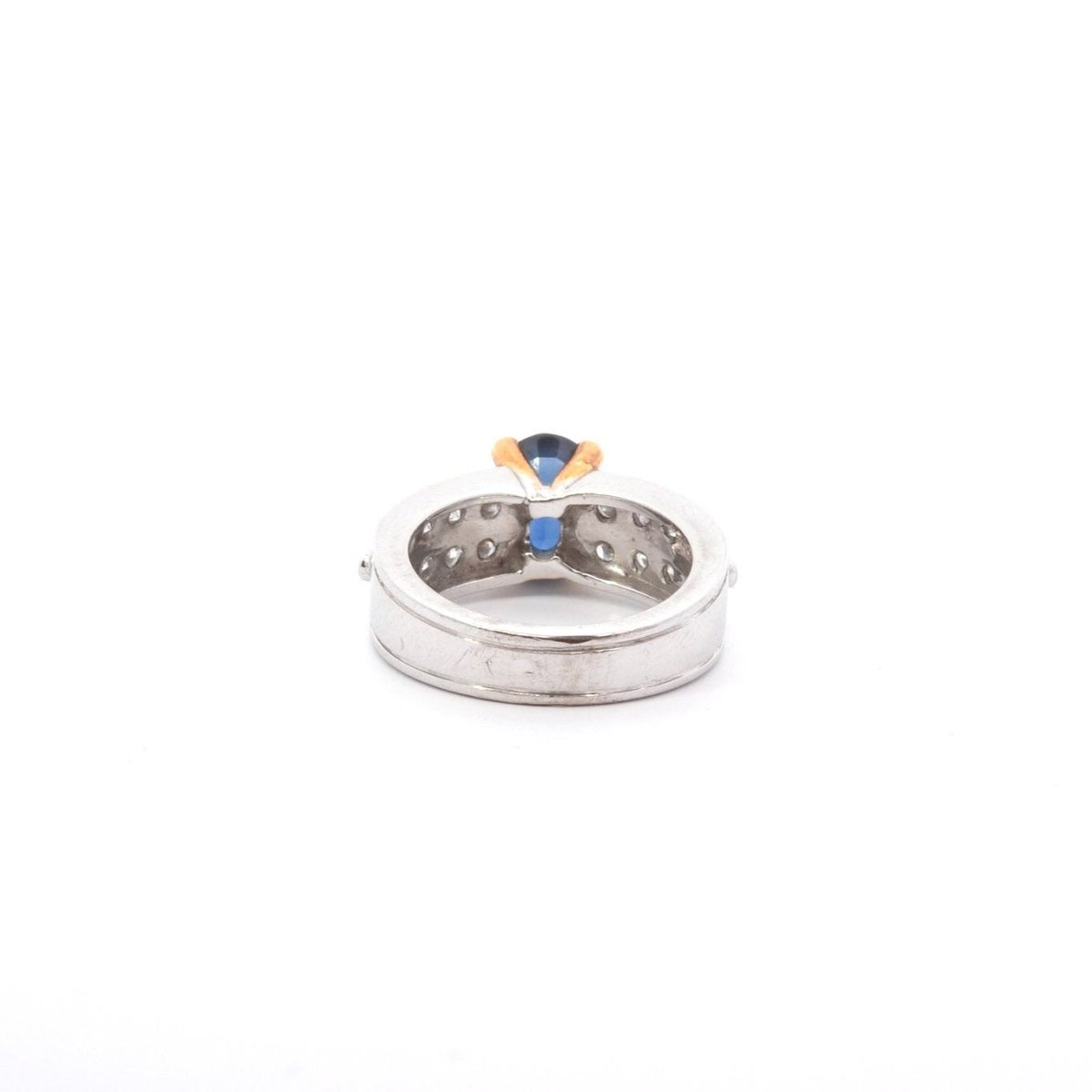 Bague Bandeau en or jaune et blanc, saphir et diamants - Castafiore