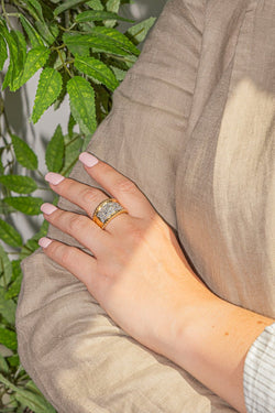 Bague Bandeau en or jaune et diamant - Castafiore
