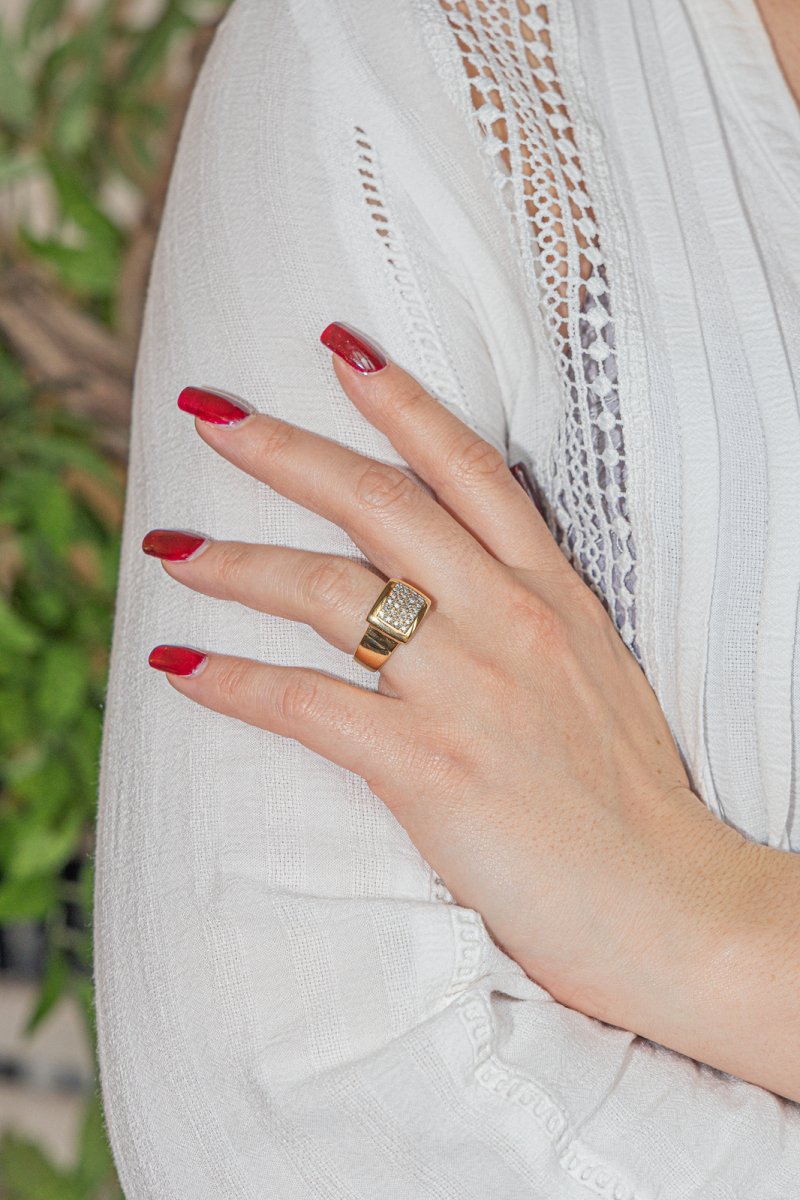 Bague Bandeau en Or jaune et Diamant - Castafiore