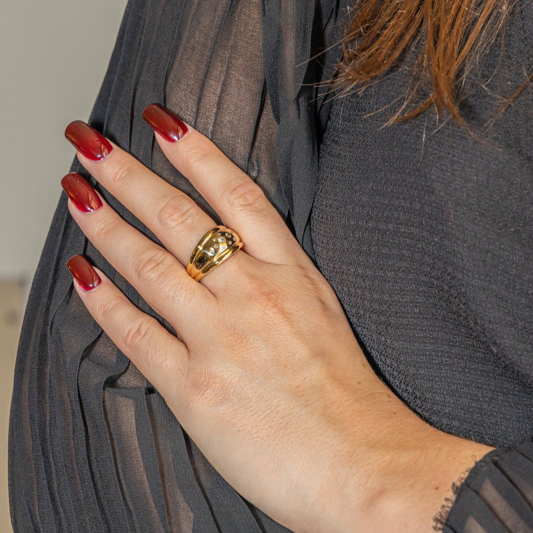 Bague Bandeau en or jaune et diamant - Castafiore